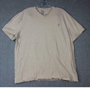 Polo Ralph Lauren‎ Men's Khaki Short Sleeve V Neck Pullover TShirt Size Large